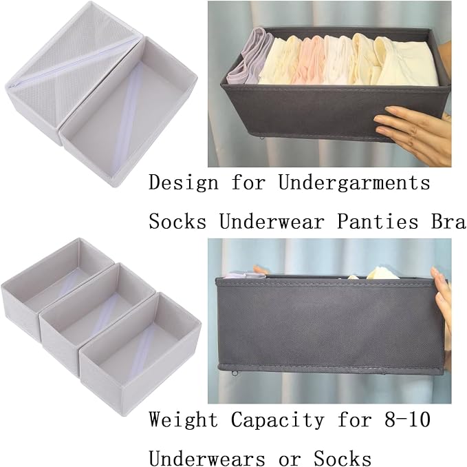 Socks Drawer Organizer Set of 3 Pack Raw White, Closet Cabinet Dresser Storage - Image 4