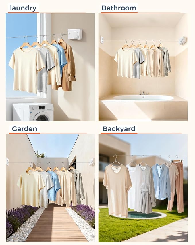 Retractable Clothesline 16.7 ft – Heavy-Duty 44 lb, Rust-Proof Stainless Steel - Image 9