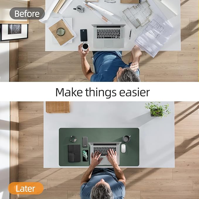YSAGi Office Desk Pad, Desk Mat, 23.6" x 13.7" Ultra Thin Waterproof PU Leather - Image 6