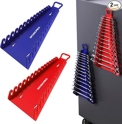WORKPRO Magnetic Wrench Organizer, 15-Slot Gripper Reverse Wrench Holder by WORKPRO