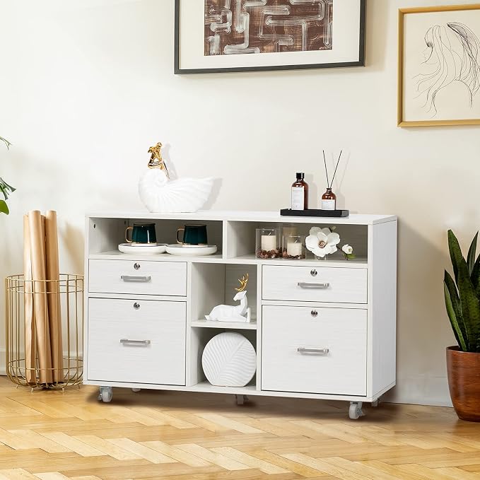 VINGLI Wood Mobile File Cabinet - Image 7