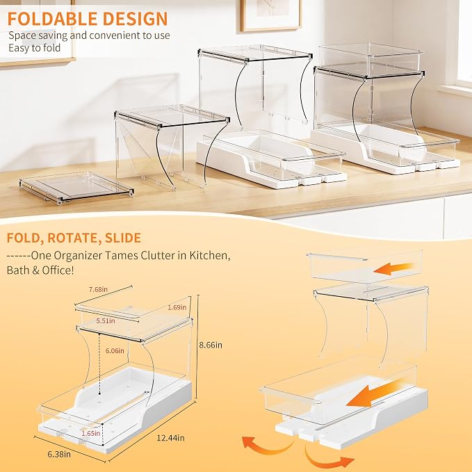 Attelite Makeup Organizer 2-Tier Makeup Storage Cosmetics Organizer - Image 5