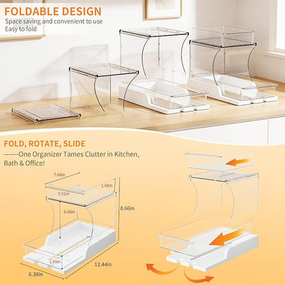 Attelite Makeup Organizer 2-Tier Rotating Design Cosmetics Storage - Image 3