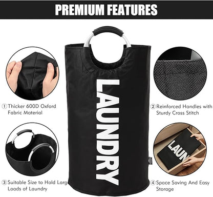 DOKEHOM 125L X-Large Laundry Basket, Collapsible Laundry Bag, Freestanding Tall - Image 7