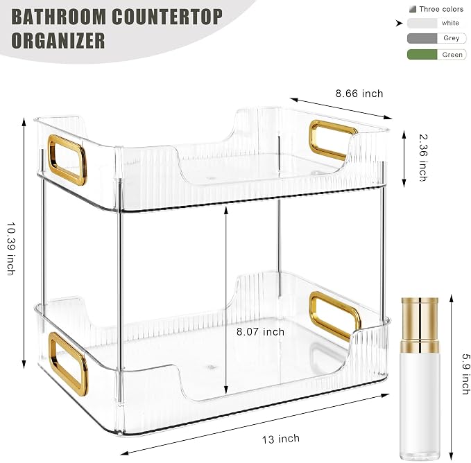 2-Tier Bathroom Counter Organizer Countertop Storage, Dresser Organizer Vanity - Image 2