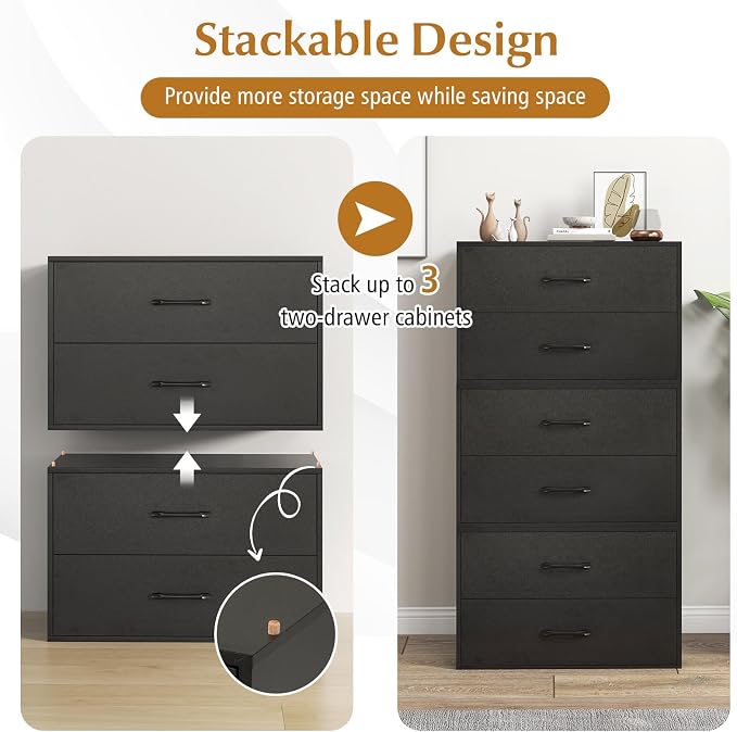Giantex Stackable Drawers for Closet, 2-Drawer Short Dresser, Anti-Tipping - Image 5