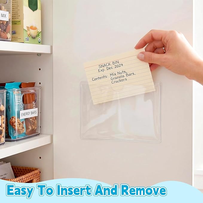 48PCS 4" x 6" Clear Self-Adhesive Business Card Pockets and Top Open | Library - Image 6