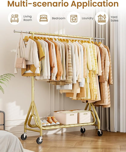 Heavy Duty Clothes Rack, Metal Clothing Rack Load 450 LBS, Rolling Coat Racks - Image 9