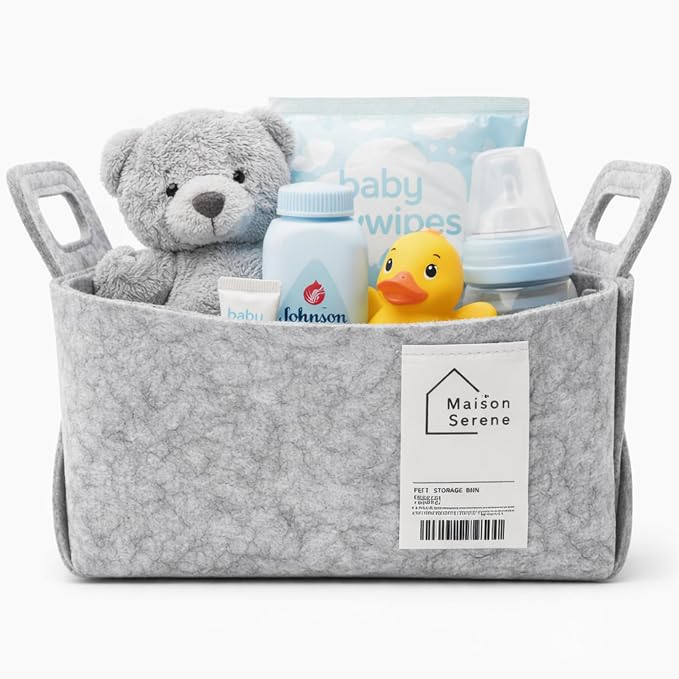Collapsible Felt GREY Storage Basket by Unknown