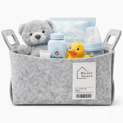 Collapsible Felt GREY Storage Basket by Unknown