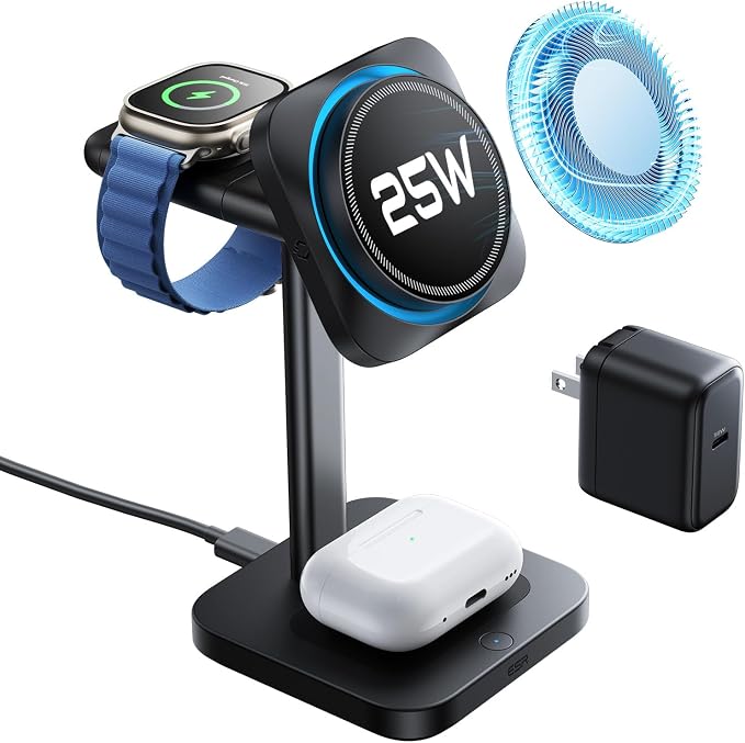 ESR for 3 in 1 Charging Station, Qi2.2 Certified 25W MagSafe Charger Stand by ESR