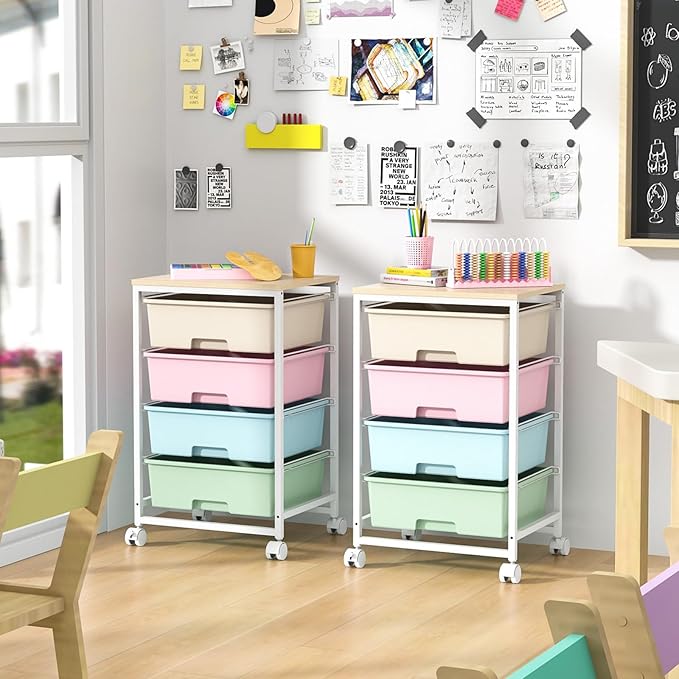 Utility Cart with 4 Drawers, Rolling Storage Cart with Drawers, Storage Rolling - Image 2