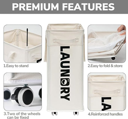 Goodpick Laundry Hamper with Wheels, 75L College Dorm Room Essentials, Clothes - Image 4