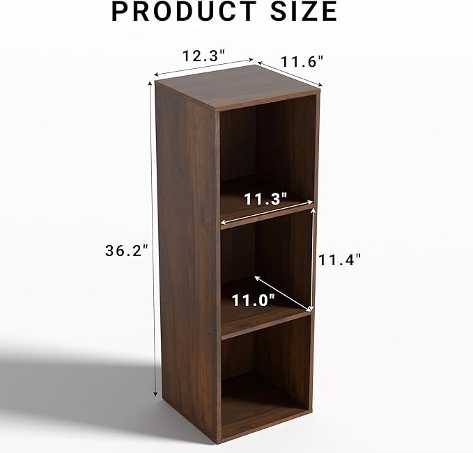 3 Cube Storage Organizer, 3Tier Cube Low Bookcase Freestanding Storage Display - Image 3