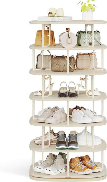 VASAGLE 7-Tier Shoe Rack, Rotating Shoe Rack Tower, Shoe Closet Organizer by Unknown