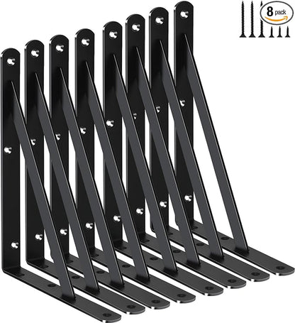 8 Pack L8 x H 6" Black Heavy Duty Shelf Brackets by MHMYDZ
