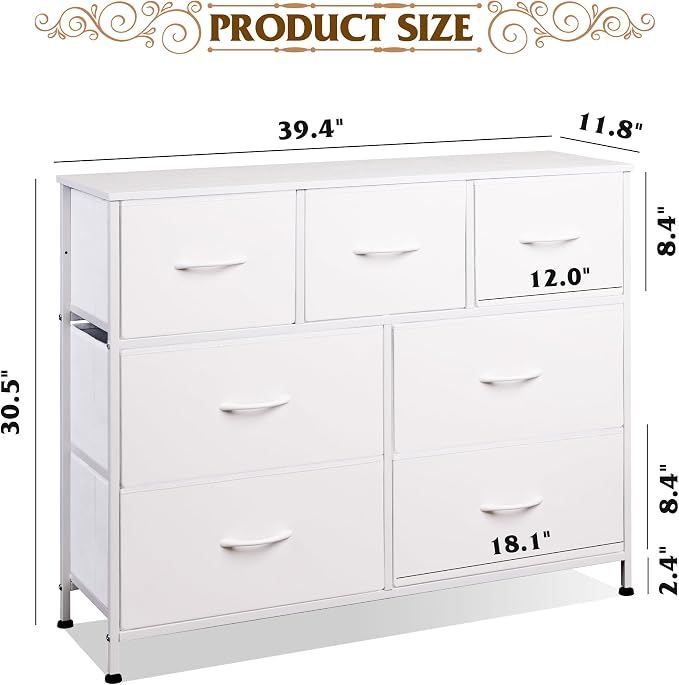 WLIVE Dresser for Bedroom, 7 Drawers, TV Stand, Fits TVs up to 45 inch - Image 3
