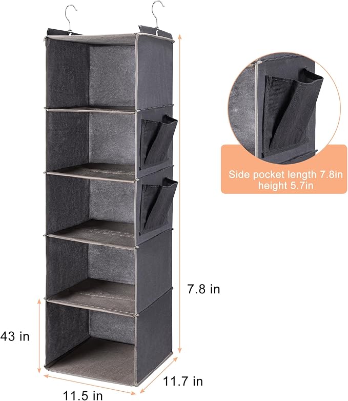 BOOMIBOO Hanging Closet Organize and Shelves，5-Hanging Shelf - Image 3