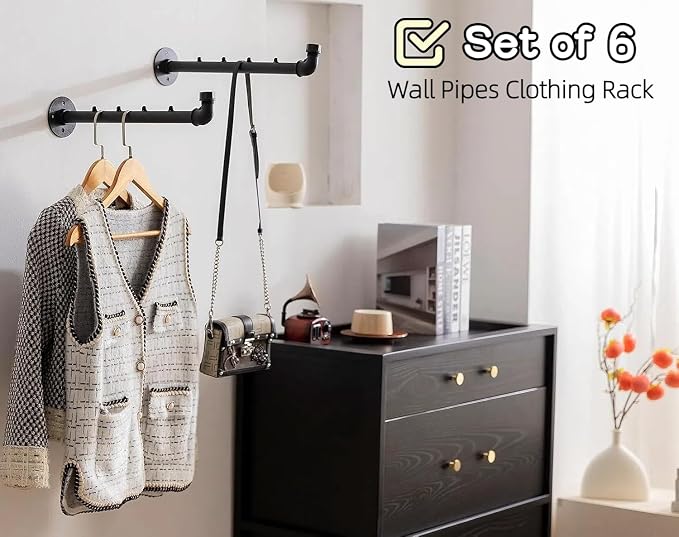Industrial Wall Pipe Clothes Bar - Image 2