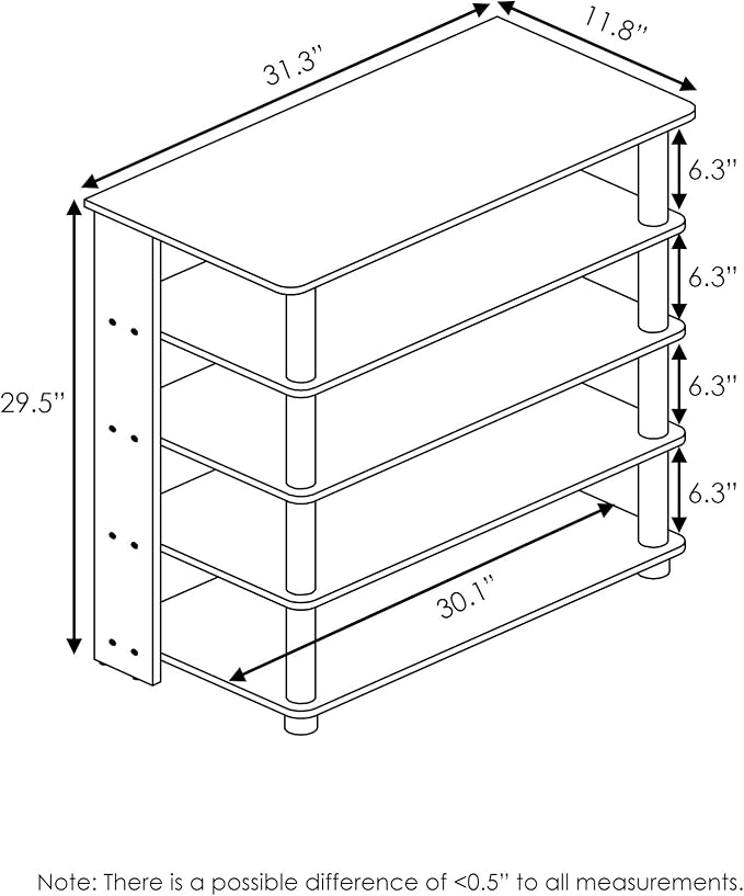 Furinno Turn-N-Tube 5 Tier Wide Shoe Rack, Espresso/Black 32 Inch - Image 3