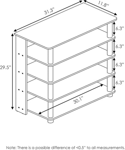 Furinno Turn-N-Tube 5 Tier Wide Shoe Rack, Espresso/Black 32 Inch - Image 3
