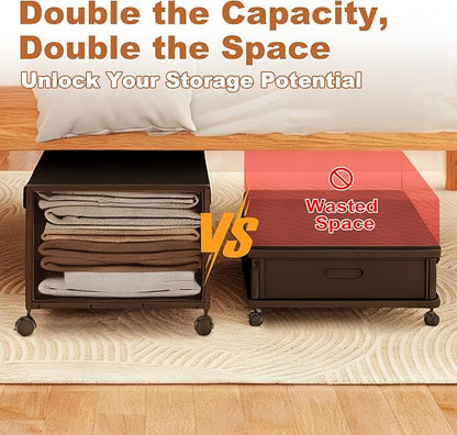 2 Pack Under the Bed Storage Containers, 12 inch Height Under Bed Shoe Storage - Image 2