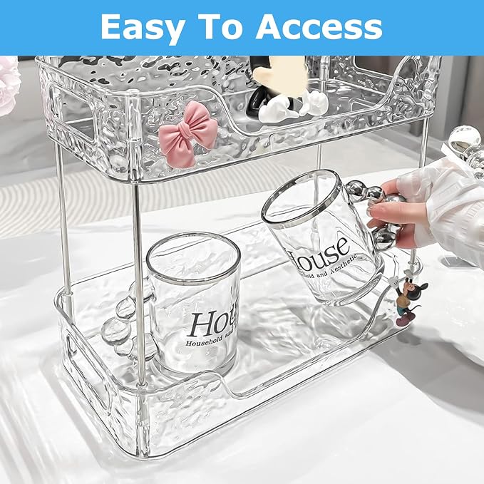2 Tier Bathroom Counter Organizer, Makeup and Perfume Organizer Tray - Image 4