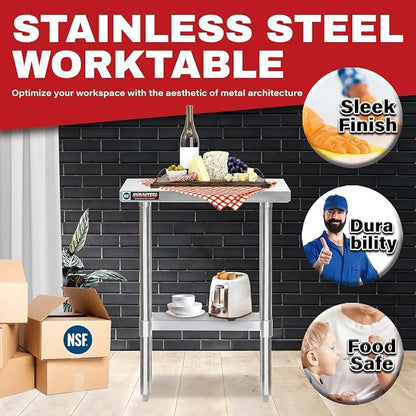 DuraSteel 30x12 Stainless Steel Work Table - Image 3