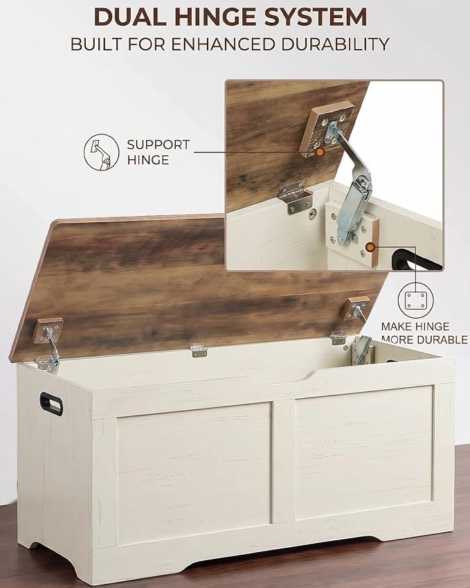 Timberer 39.4" Wooden Storage Chest, Extra Large Storage Trunk | Storage Bench - Image 4