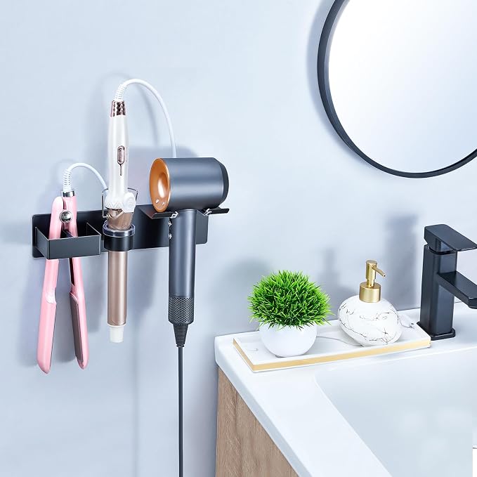 Hair Dryer Holder Wall Mount Curling Iron Holder Flat Iron Holder, Blow Dryer - Image 2