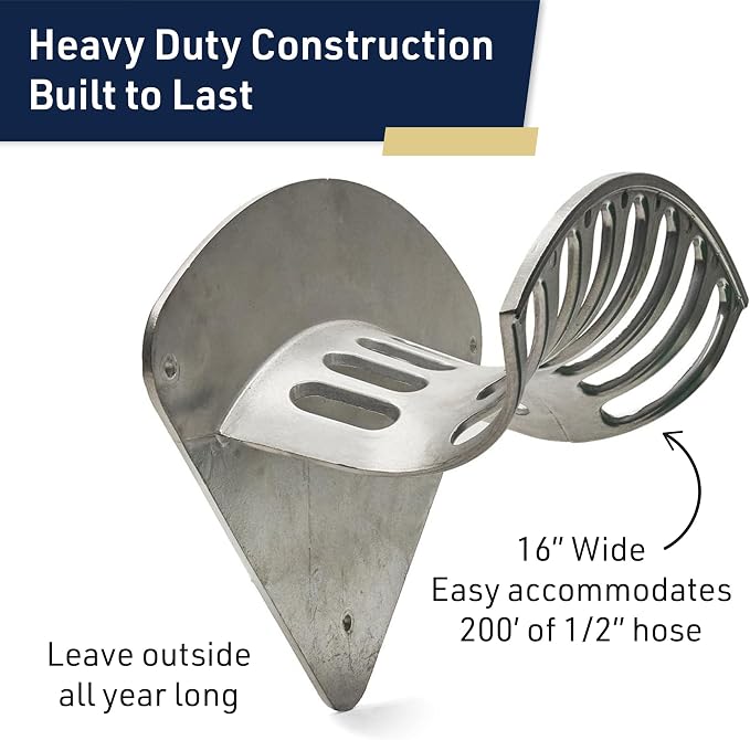 Hose Holder - Heavy Duty Aluminum Water Hose Hanger Wall Mount - Garden Hose - Image 5