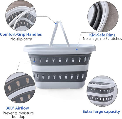 Monozuki Collapsible Plastic Laundry Basket 10.6 gallon Eco-recycled material- - Image 3