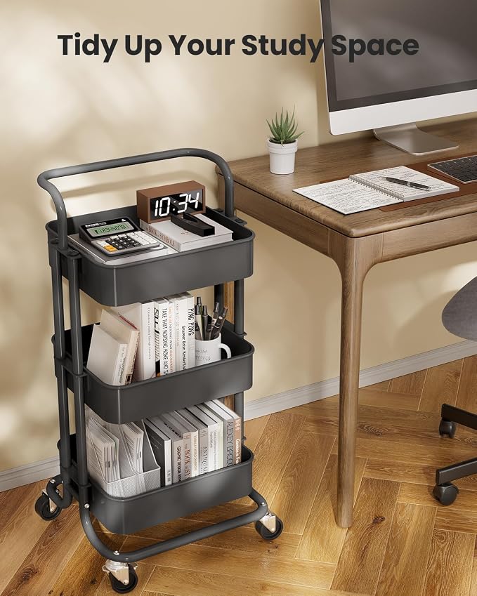 Pipishell 3 Tier Rolling Cart, Metal Utility Cart - Image 6
