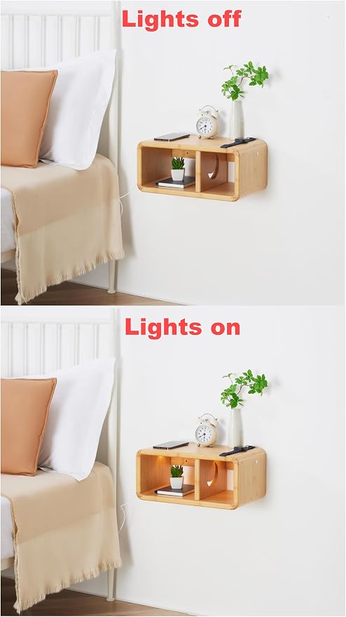 LED Floating Nightstand, Farmhouse Night Stands, 100% Solid Wood Night Stands - Image 6