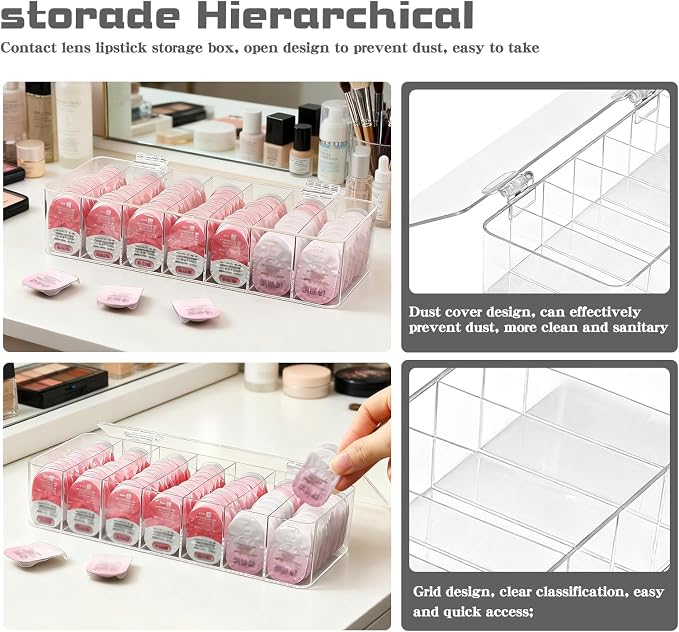 Clear Acrylic Makeup Organizers, 7-Section Bathroom Organizer - Image 5