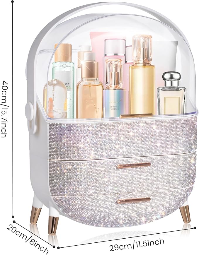 MASSY Egg Shape Makeup Storage Box, Countertop Portable Vanity Cosmetics - Image 8