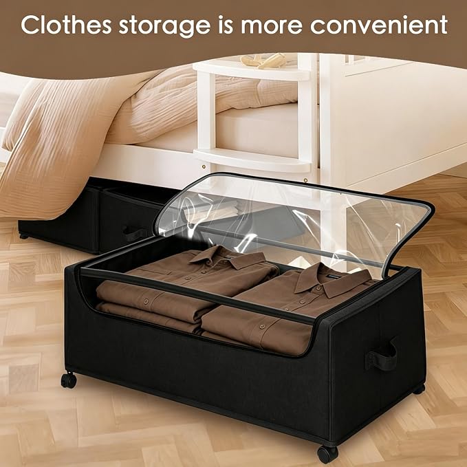 Under Bed Storage with Wheels, Underbed Storage Bins, XXXL 85L 11 inches - Image 6