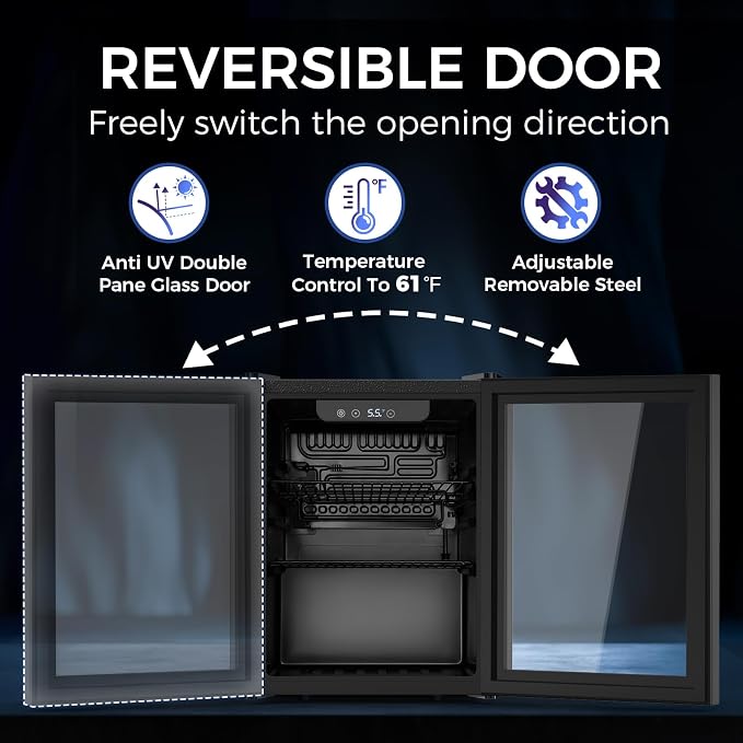 68 Cans Beverage Refrigerator Cooler, 1.7 cu.ft Mini Fridge Glass Door Drink - Image 7