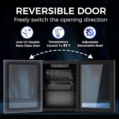 68 Cans Beverage Refrigerator Cooler, 1.7 cu.ft Mini Fridge Glass Door Drink - Image 7