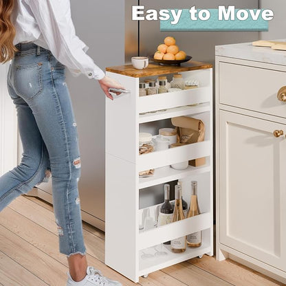 MARTY Rolling Storage Cart 7.9" W, 4-Tier Kitchen Cart - Image 2