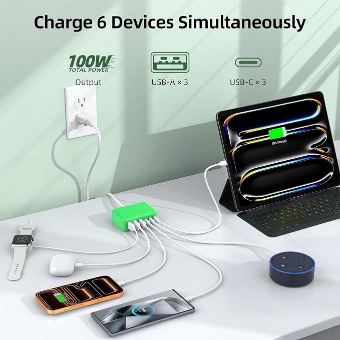 6 in 1 USB Charger, 50% Smaller Charging Station - Image 2