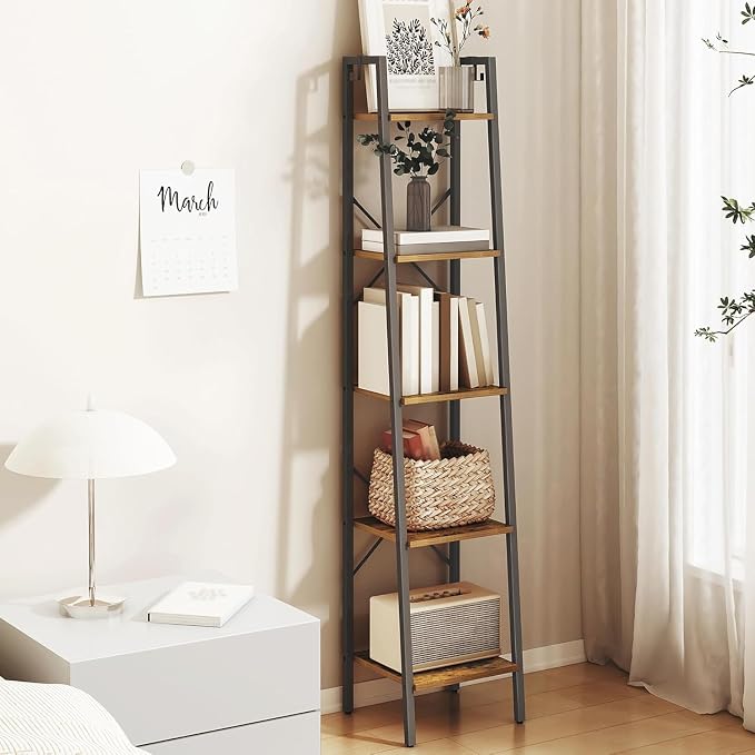 Hzuaneri Ladder Shelf, Freestanding Corner Storage Shelf | Bookcase by Hzuaneri
