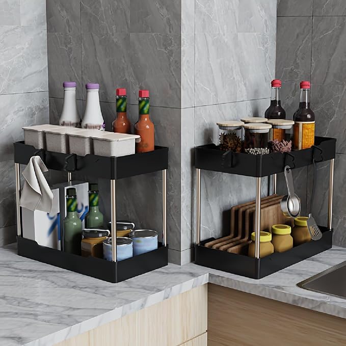 3 Pack Under Sink Organizer Bathroom and Storage Cabinet | 2 Tier - Image 4