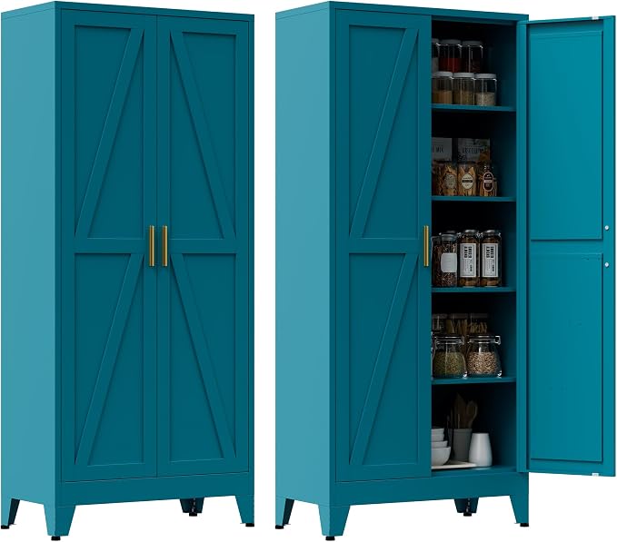 71" Tall Metal Pantry Cabinet, Kitchen Storage Cabinet - Image 7