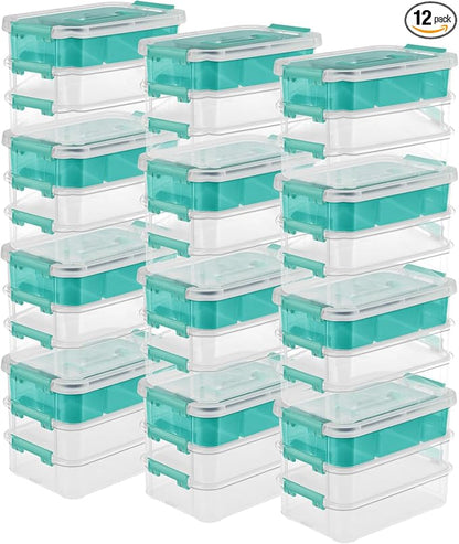 Sterilite 12 Pack Plastic Storage Box Container, 3 Layer, Stack and Carry by Sterilite
