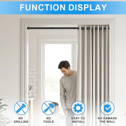 1 Pack Spring Loaded Tension Rod 48-59" Adjustable Curtain Rods No Drill - Image 7