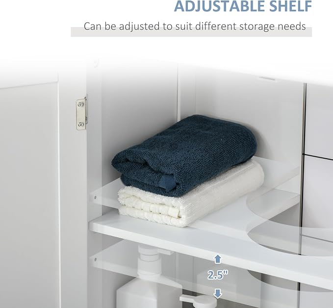 kleankin 23.5" Pedestal Sink Storage Cabinet, Freestanding Bathroom Under Sink - Image 6