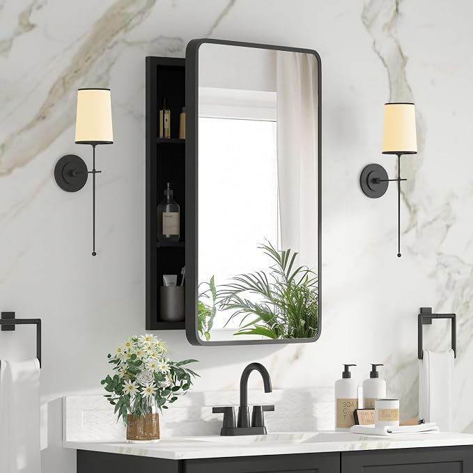 Bathroom Medicine Cabinet with Mirror 16 x 24 Inch, Mirrored Cabinets with 2 by Unknown