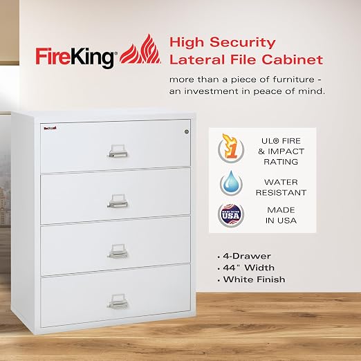 FireKing Fireproof Lateral File Cabinet, Arctic White, Made in USA - Image 3