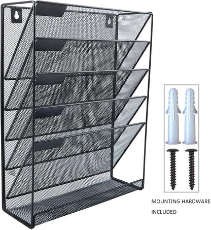 EASEPRES Hanging File Holder Organizer, 6 Tier Mesh Metal Wall Mount Document - Image 5